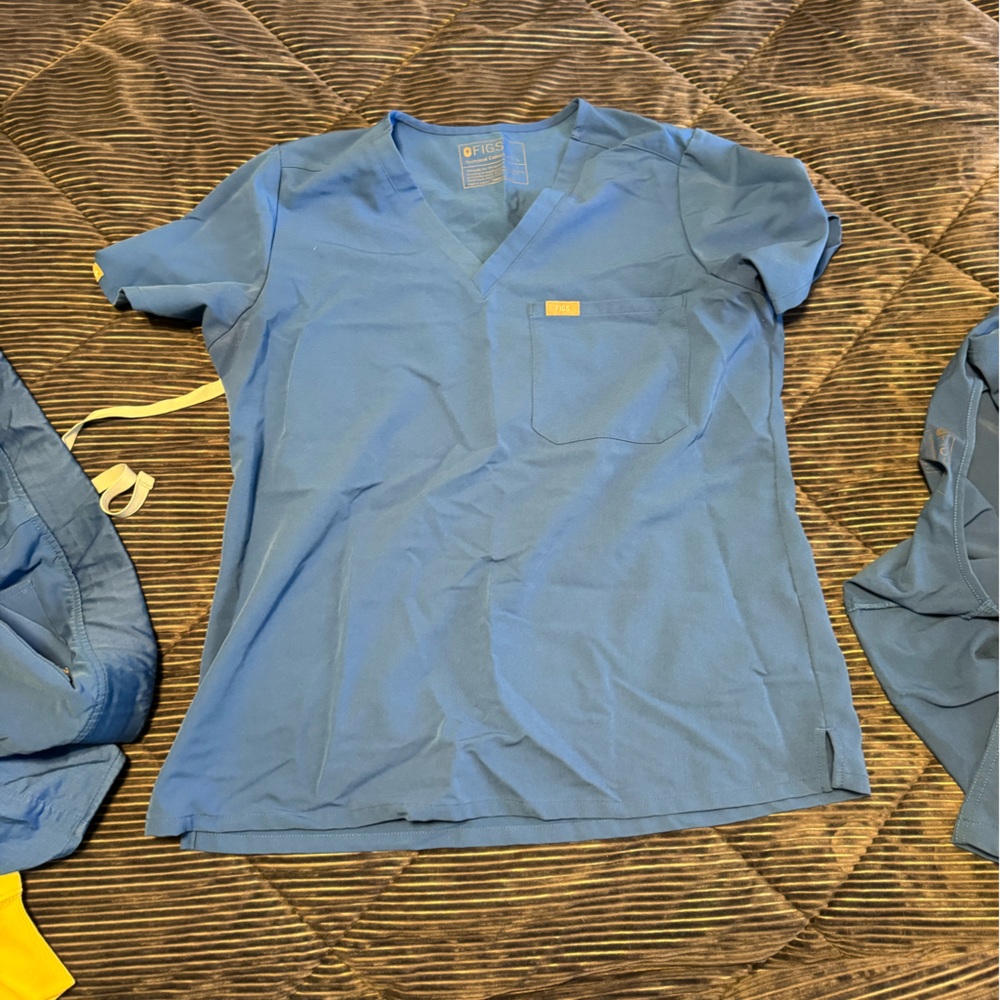 Figs royal blue scrub top